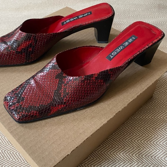Nine West Shoes - Red python Mules